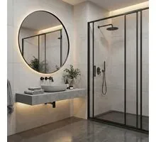 Oglinda LED ACB Bari, 34W, 3000K, 2650 lumeni, CRI90, D810 mm, rama neagra, IP44