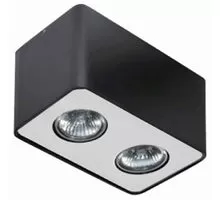 Spot fix aplicat AZzardo Nino 2, 2xGU10, aluminiu-negru, dreptunghi, IP20
