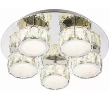 Plafoniera cristal LED Globo Lighting Amur, 40W, alb opal-crom-transparent, dimabil