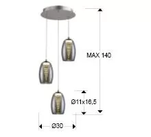 Pendul LED Schuller Nebula, 15W, crom-fumuriu