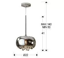 Pendul cristal Schuller Argos, 1xG9, crom-fumuriu