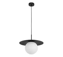 Pendul Nova Luce Obbit, 1xE27, alb opal, negru