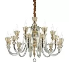 Candelabru cristal Ideal Lux Strauss, 18xE14, auriu-transparent