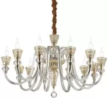 Candelabru cristal Ideal Lux Strauss, 12xE14, auriu-transparent