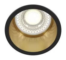 Spot fix incastrat Maytoni Reif, 1xGU10, auriu, negru, rotund, IP20