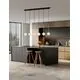 Pendul Nova Luce Savoy, 6xG9, L 1ml, alb-auriu-negru
