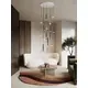 Pendul LED Nova Luce Noemi, 88W, 3000K, 5760 lumeni, D720 mm, Hmax 3380 mm, alb, alama auriu, negru, dimabil Triac